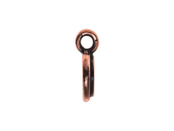 TierraCast Charm, Stepped Bezel Setting w Bail Loop - Antiqued Copper Plated (Each)