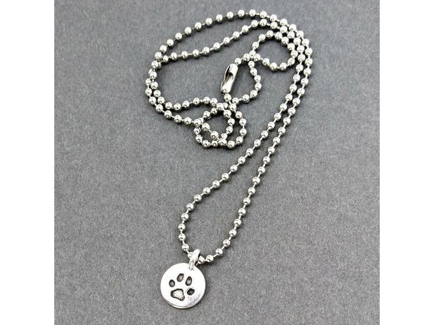 TierraCast Antiqued Silver Plated Paw Print Charm (Each)