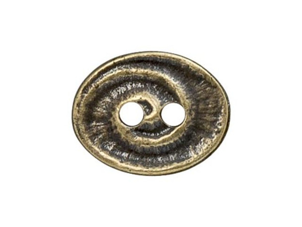 TierraCast Britannia Pewter Swirl Button - Antiqued Brass Plated (Each)