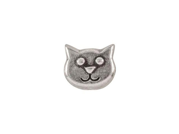 TierraCast Cat Face Bead - Antiqued Pewter Plated (Each)