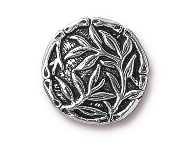 TierraCast Britannia Pewter Bamboo Button - Antiqued Silver Plated (Each)