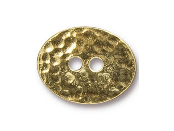 TierraCast Britannia Pewter Distressed Oval Button - Gold Plated (Each)