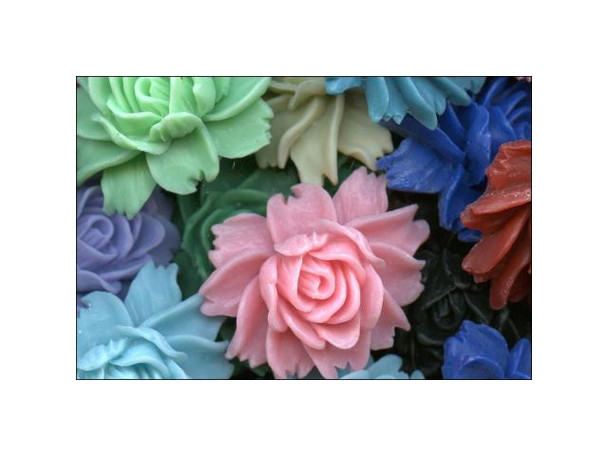 Resin Flower, Rose, 35x45mm - Assorted (fifty)