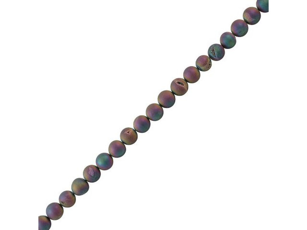 Matte Purple Rainbow Druzy Agate Round Gemstone Beads, 10mm (strand)