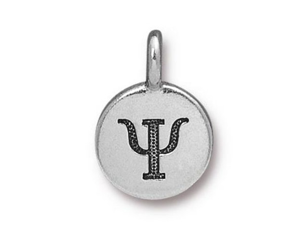 TierraCast Antiqued Silver Plated Greek Letter Psi Charm (each)