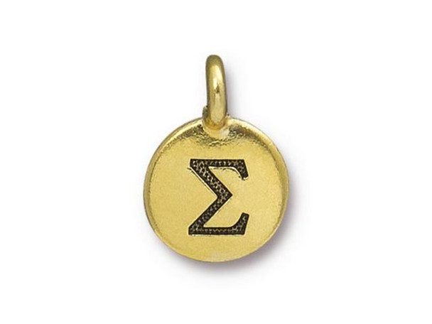 TierraCast Antiqued Gold Plated Greek Letter Sigma Charm (Each)