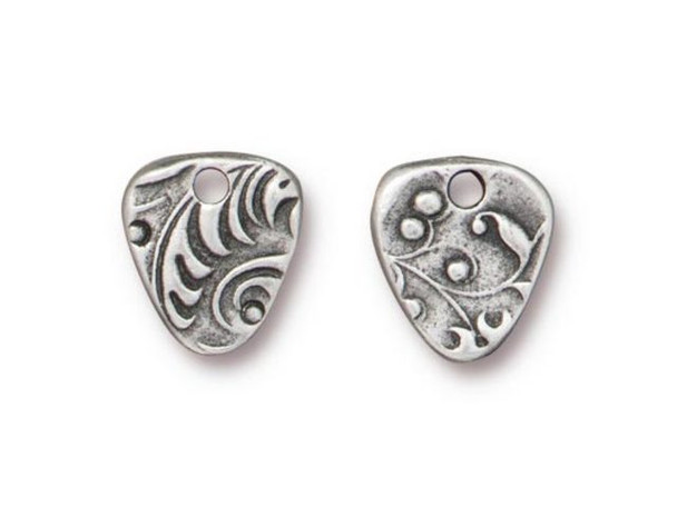 TierraCast Antiqued Pewter Plated Jardin Triangle Charm (Each)