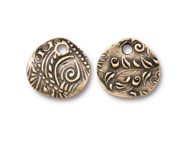 TierraCast 5/8" Jardin Charm - Antiqued Brass Plated (Each)