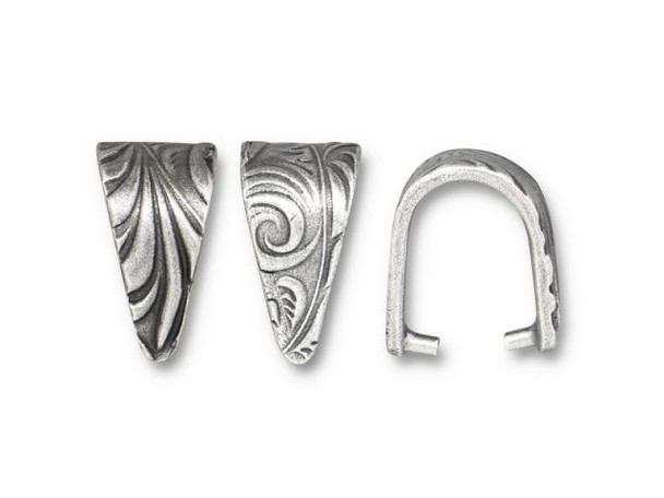 TierraCast Antiqued Pewter Plated Prong Bail, Pinch Bail, Jardin Large (Each)