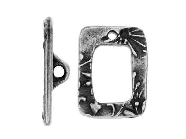 TierraCast Antiqued Pewter Plated Toggle Clasp, Jardin (Each)