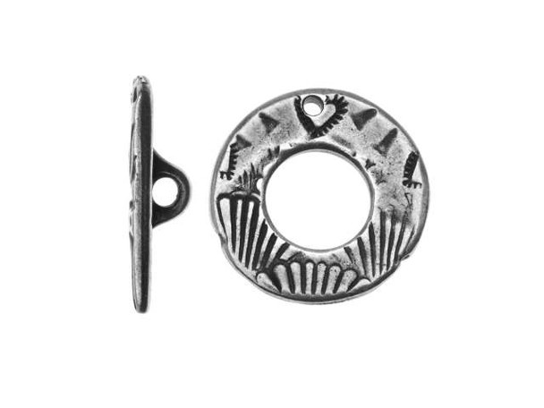 TierraCast Antiqued Pewter Plated Toggle Clasp, Flora (Each)