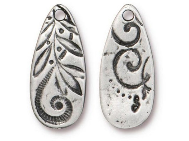 TierraCast Antiqued Pewter Plated Jardin Teardrop Charm (Each)
