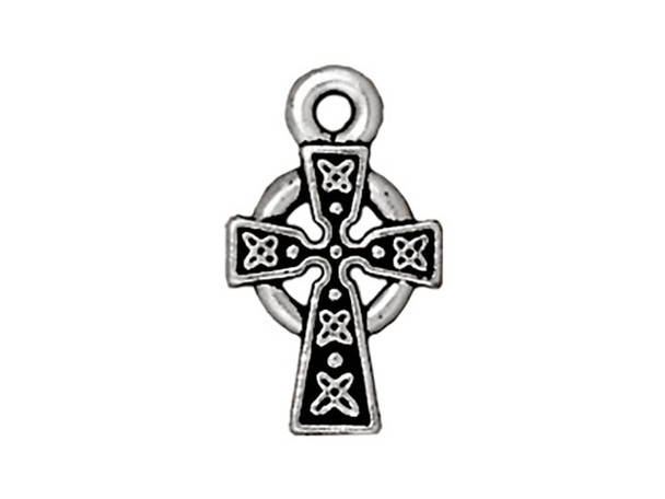 TierraCast Antiqued Silver Plated Small Celtic Cross Charm (Each)