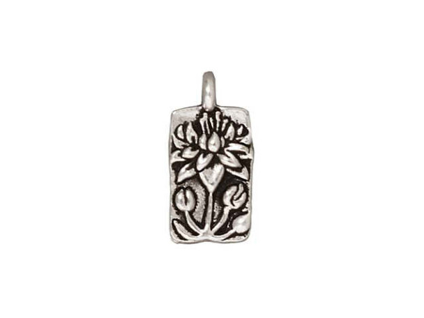 TierraCast Antiqued Silver Plated Floating Lotus Charm (Each)