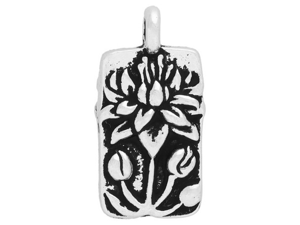 TierraCast Antiqued Silver Plated Floating Lotus Charm (Each)