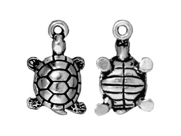 TierraCast Antiqued Silver Plated Turtle Charm (Each)