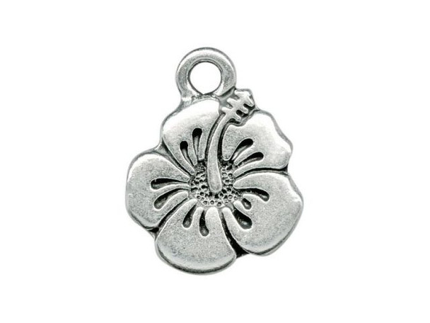 TierraCast Antiqued Silver Plated Hibiscus Charm (Each)