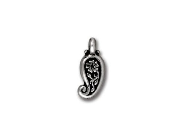 TierraCast Antiqued Silver Plated Paisley Charm (Each)