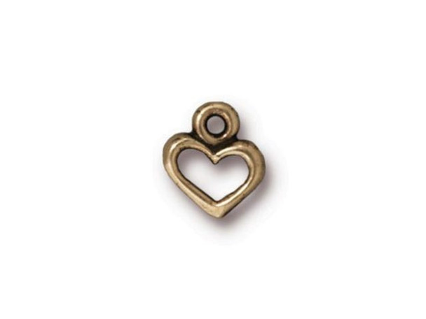 TierraCast Antiqued Brass Plated Open Heart Charm (Each)