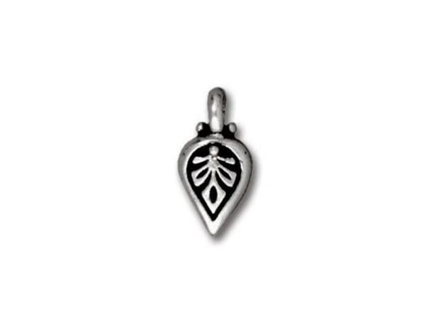TierraCast Antiqued Silver Plated Palmette Charm (Each)