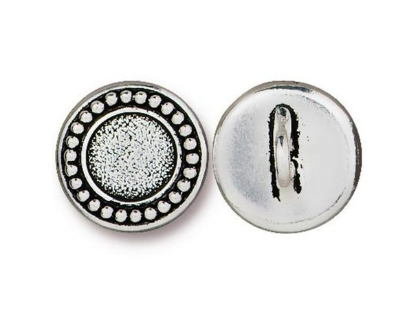 TierraCast Button with Beaded Bezel for 34ss 2088 Crystal - Antiqued Silver Plated (each)