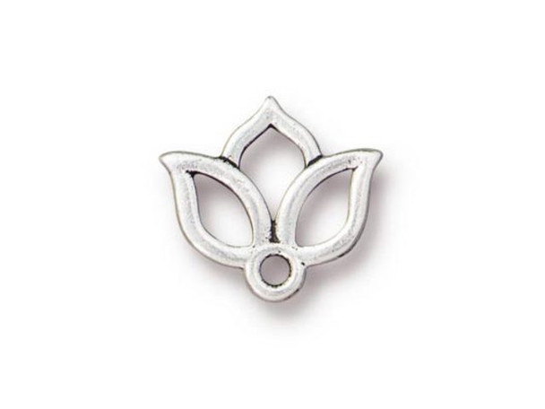 TierraCast Small Open Lotus Charm - Antiqued Silver Plated (Each)