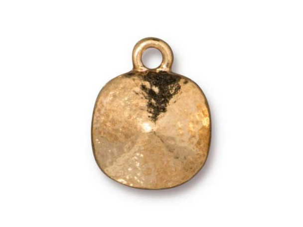 TierraCast Hammered 10mm Cushion Setting, 1 Loop - Gold Plated (Each)