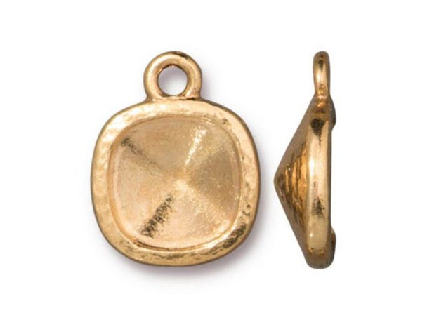 TierraCast Hammered 10mm Cushion Setting, 1 Loop - Gold Plated (Each)