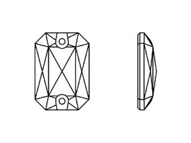 PRESTIGE 3252 Sew-on Emerald Cut, 20x14mm - Crystal (Each)