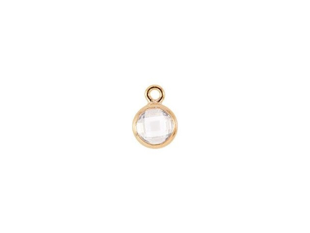 Cubic Zirconia 4mm Gold-Filled Channel Charm - Diamond (each)