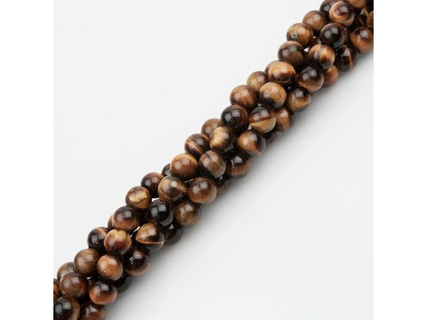 Tiger Eye Gemstone Beads, 8mm Round with Large Hole (strand)