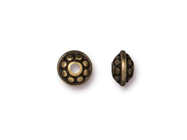 TierraCast Dotted 7mm Spacer Bead - Antiqued Brass Plated (Each)