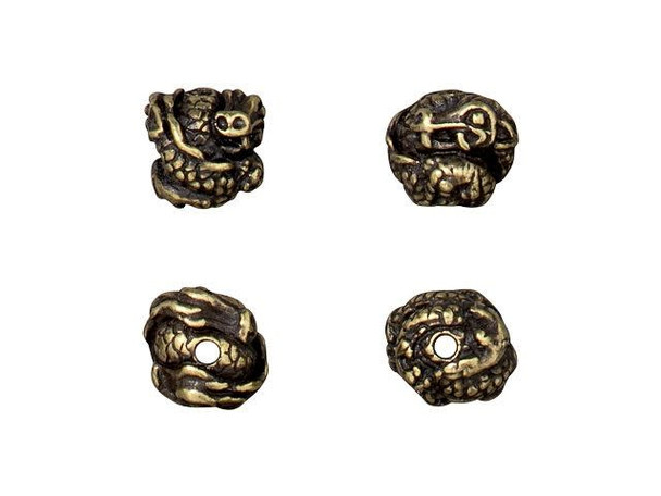 TierraCast Dragon Bead, 8mm - Antiqued Brass Plated (Each)
