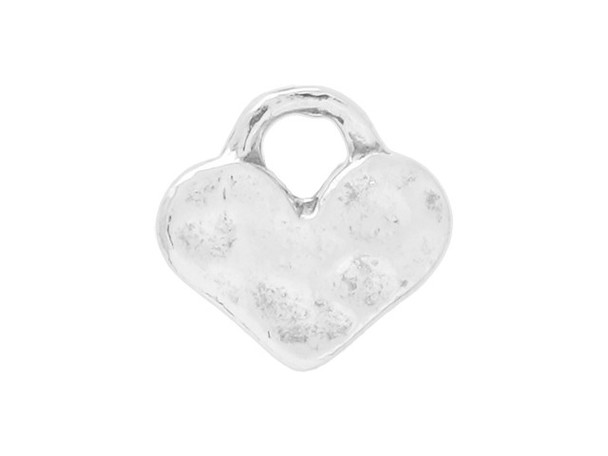 Sterling Silver Tiny Hammered Heart Charm (Each)