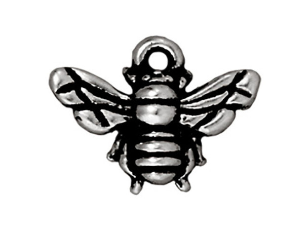 TierraCast Honeybee Charm - Antiqued Silver Plated (Each)