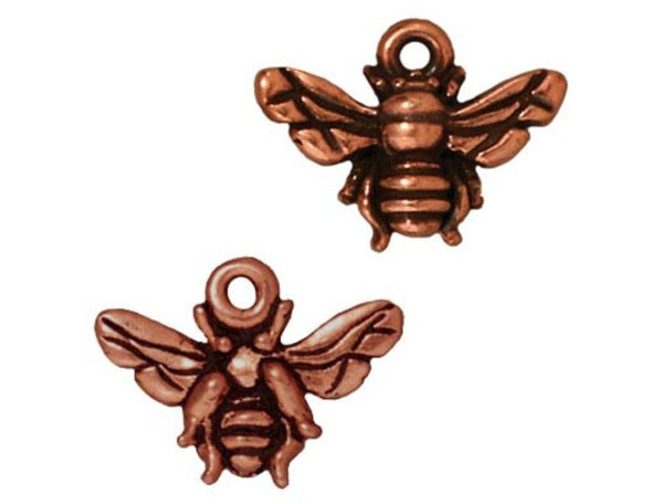TierraCast Honeybee Charm - Antiqued Copper Plated (Each)
