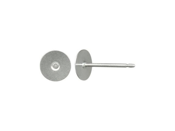 Stainless Steel Earring Post Finding w 6mm Flat Pad (100 Pieces)