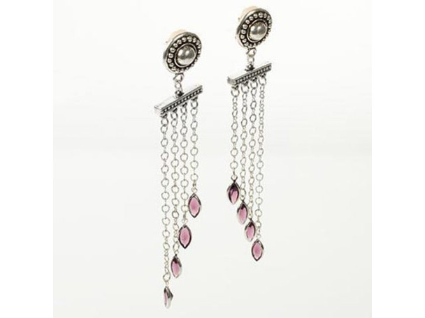 TierraCast Titanium Earring Post w Antiqued Silver Plated Loop + 10mm Beaded Design (5 pair)