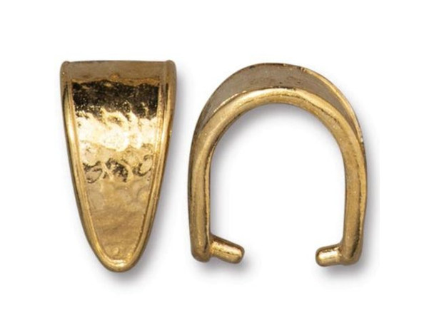 15x9mm TierraCast Hammertone Pinch Bail - Gold Plated (Each)