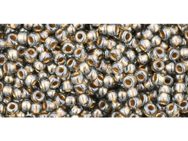 TOHO Glass Seed Bead, Size 11, 2.1mm, Gold-Lined Black Diamond (Tube)