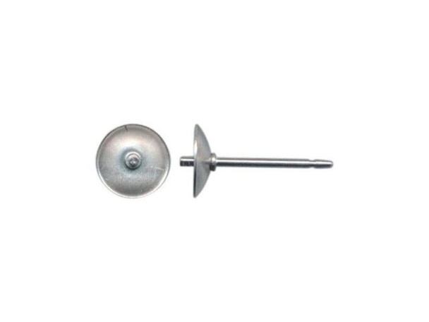 Stainless Steel Earring Post Findings, 6mm Cup Pad with Peg (100 Pieces)