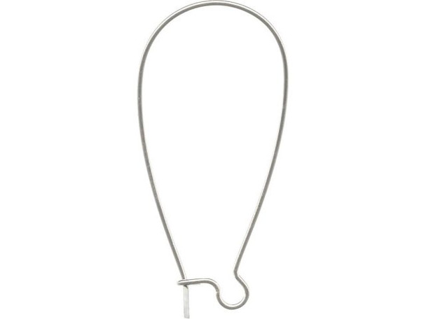 Silver Plated Kidney Ear Wire, 37mm (72 pcs)