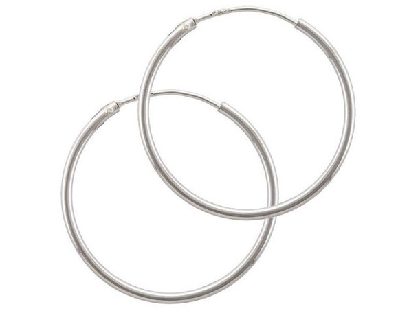 Sterling Silver 1.25x24mm Hoops, Endless (pair)