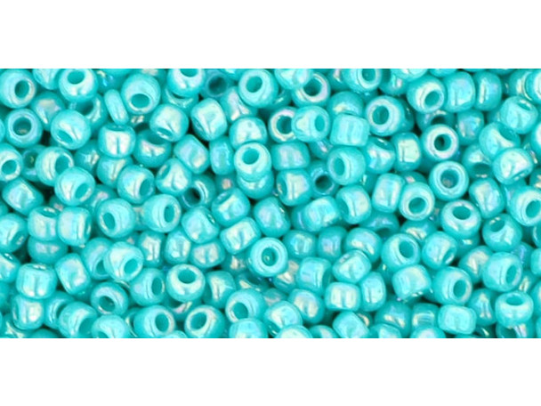 TOHO Glass Seed Bead, Size 11, 2.1mm, Opaque-Rainbow Turquoise (Tube)