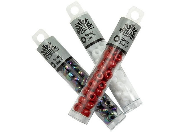 TOHO Glass Seed Bead, Size 3, Silver-Lined Lt Topaz (Tube)
