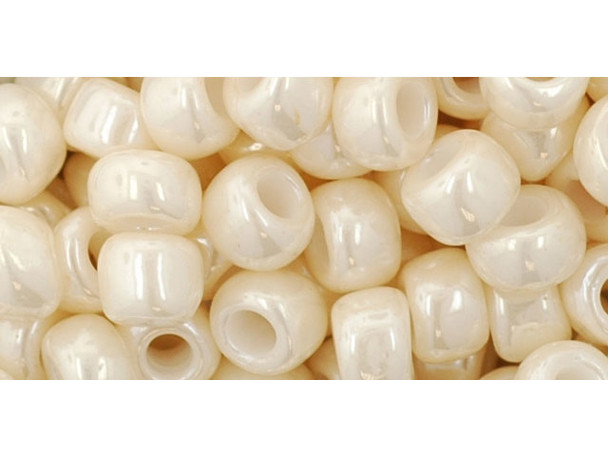 TOHO Glass Seed Bead, Size 3, Opaque-Lustered Lt Beige (Tube)