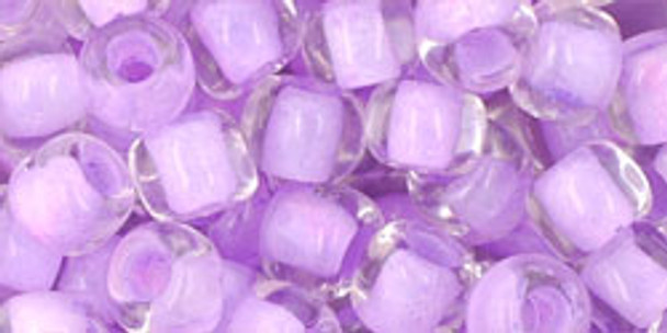 TOHO Glass Seed Bead, Size 3, Inside-Color Crystal/Lilac-Lined (tube)