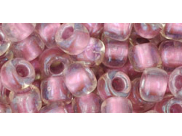 TOHO Glass Seed Bead, Size 3, Inside-Color Crystal/Rose Gold-Lined (Tube)