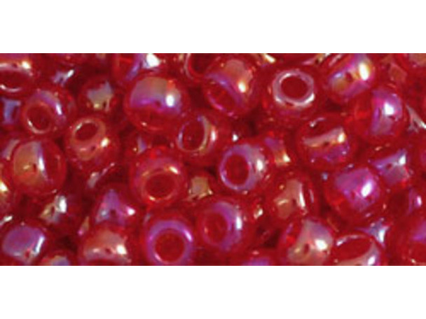 TOHO Glass Seed Bead, Size 6, Transparent-Rainbow Ruby (Tube)