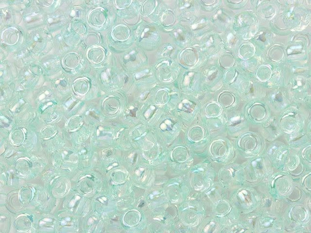 TOHO Glass Seed Bead, Size 6, Transparent-Rainbow Aqua Frost (Tube)